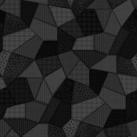 Patchwork Woolies F11310-J Black Patchwork Quilt Flannel