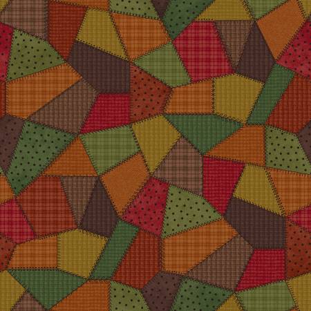 Patchwork Woolies F11310-OZ Orange/Multi Patchwork Quilt Flannel
