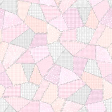 Patchwork Woolies F11310-WP White/Pink Patchwork Quilt Flannel