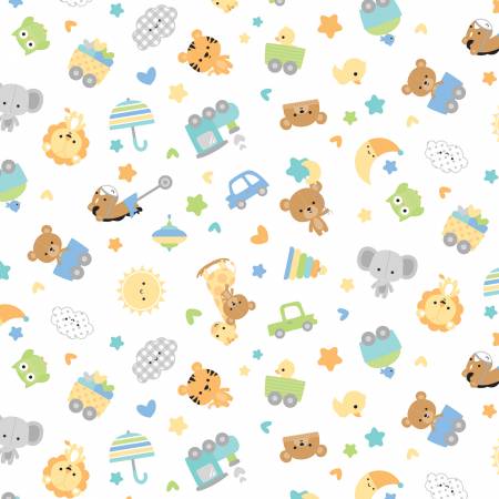 Flannel Special Delivery Toss White  F16783R-WHITE