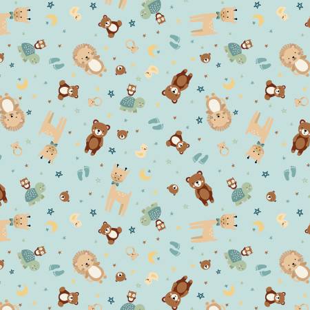 Designer Flannel  F17500-BLUE Baby Boy Animal Toss Blue