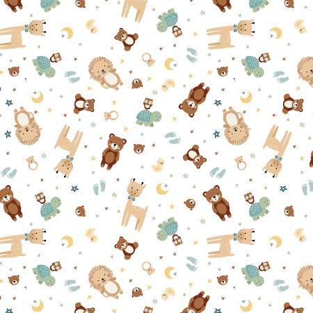 Designer Flannel  F17500-WHITE Baby Boy Animal Toss White