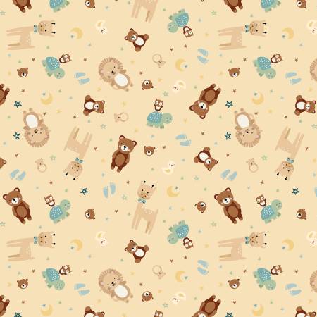 Designer Flannel  F17500-YELLOW Baby Boy Animal Toss Yellow