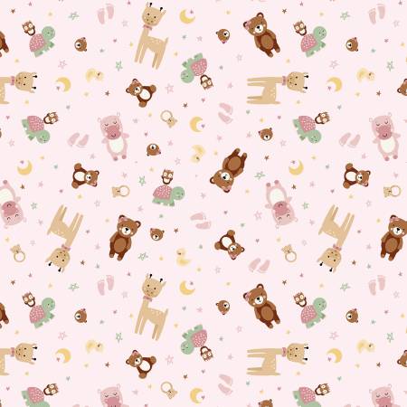 Designer Flannel  F17501-PINK Baby Girl Animal Toss Pink