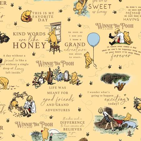 Designer Flannel  F17502-SUNSHINE Winnie the Pooh Quotes Sunshine