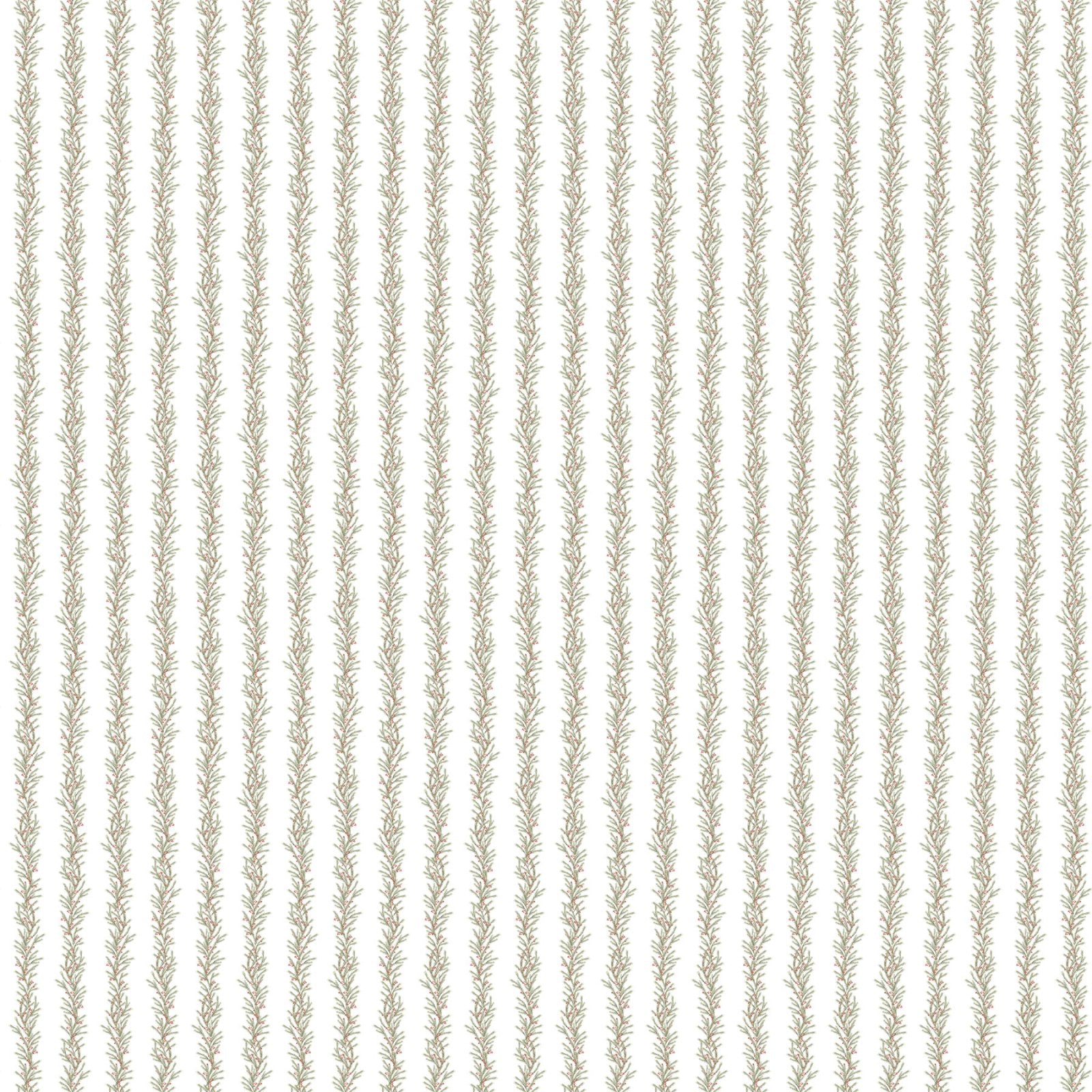 The Christmas Mouse Flannel F28041-10 White/Green Greenery Stripe