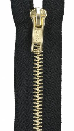 26" Brass overall Zipper Black