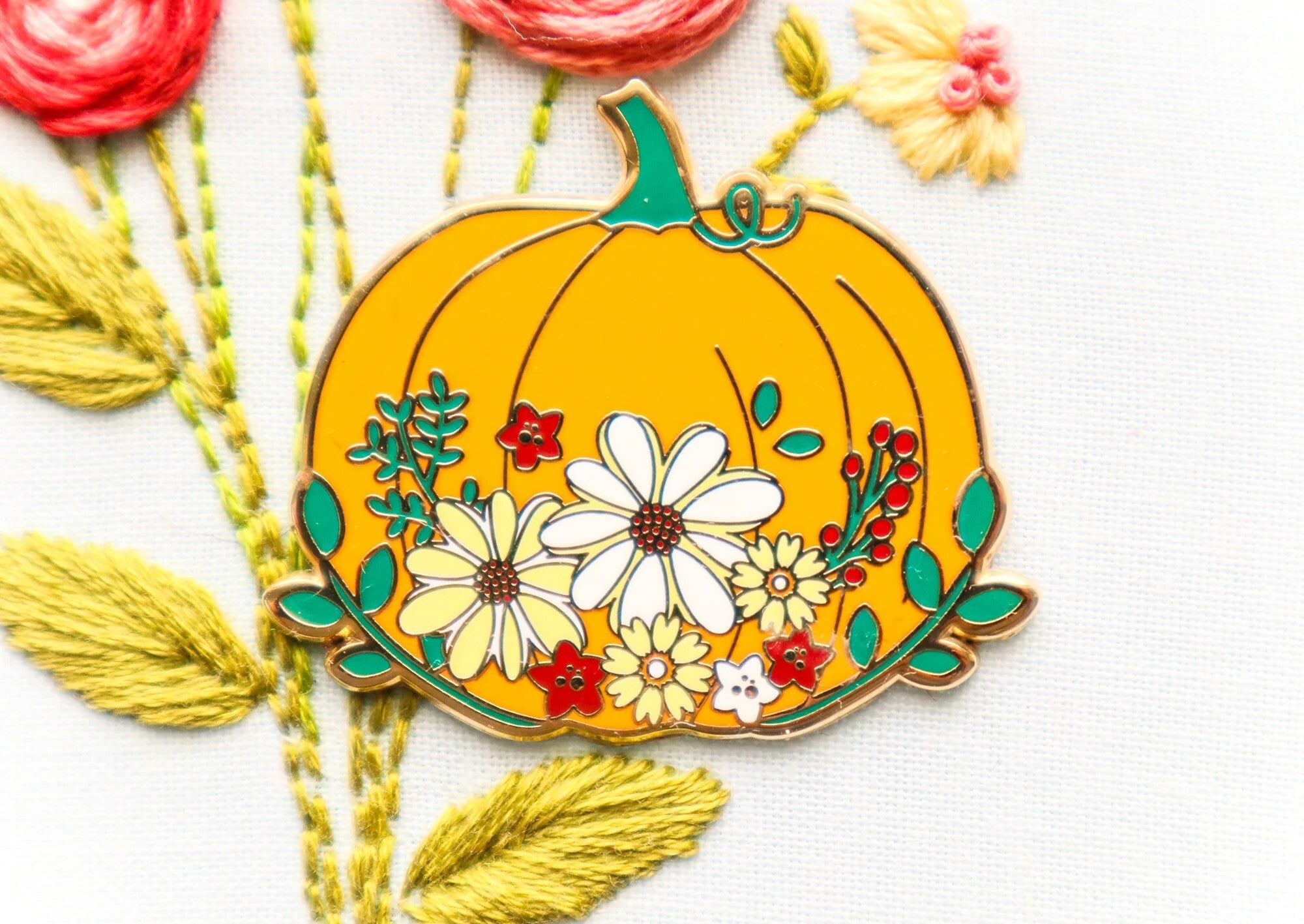 Floral Pumpkin Magnetic Needle Minder