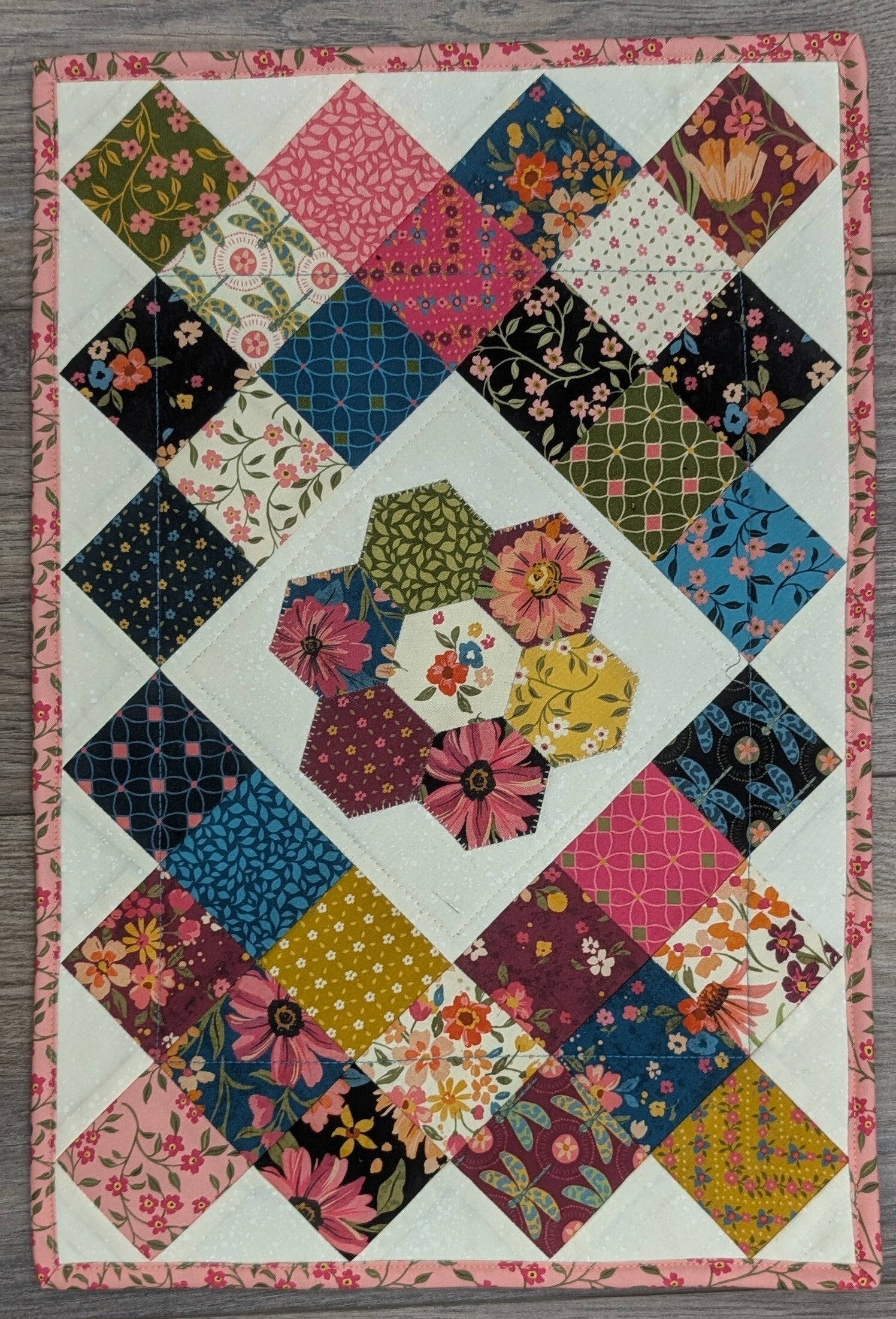 Flower Hexi Table Mat Kit - 9 Different Fabric Options