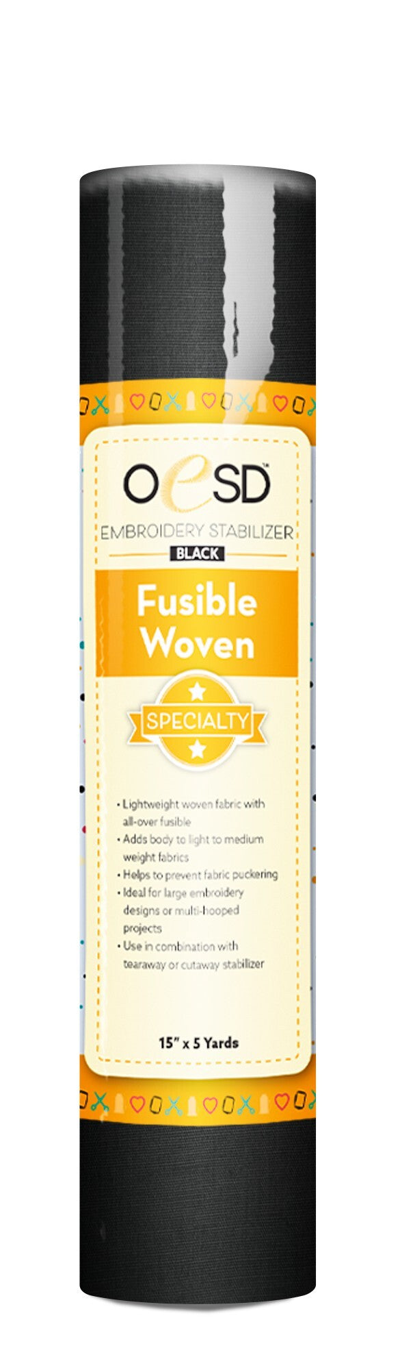 Fusible Woven - Black - 15" x 5 yds