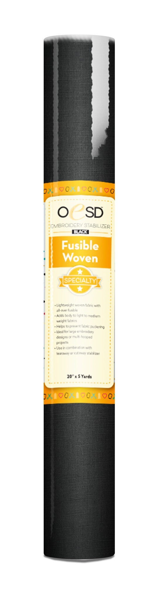 Fusible Woven - Black - 20" x 5 yds
