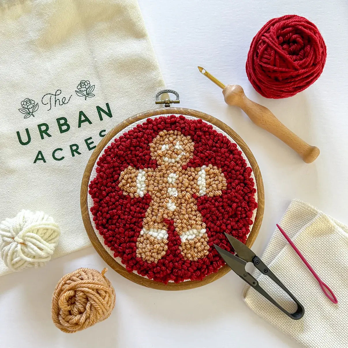 Gingerbread Man Punch Needle Kit - Beginner Kit