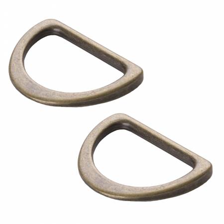 1" Flat D-Ring Antique Brass By Annie Set of 2
