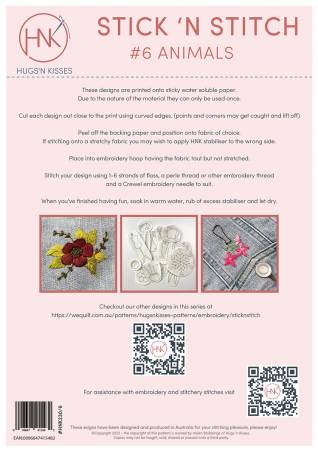 Animals Stick N Stitch - Sticky Water Soluble Paper