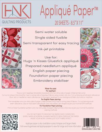 Applique Paper 20 Sheets Semi Water Soluble