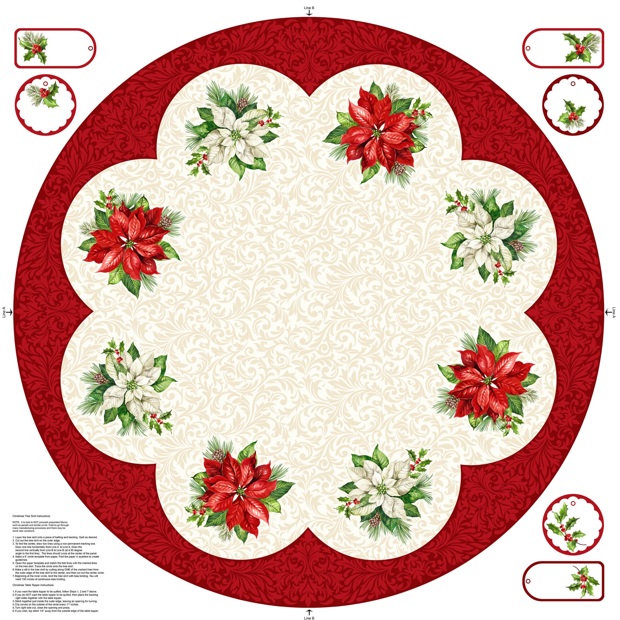 Holiday Joy C28067-11 Cream Multi Tree Skirt Panel