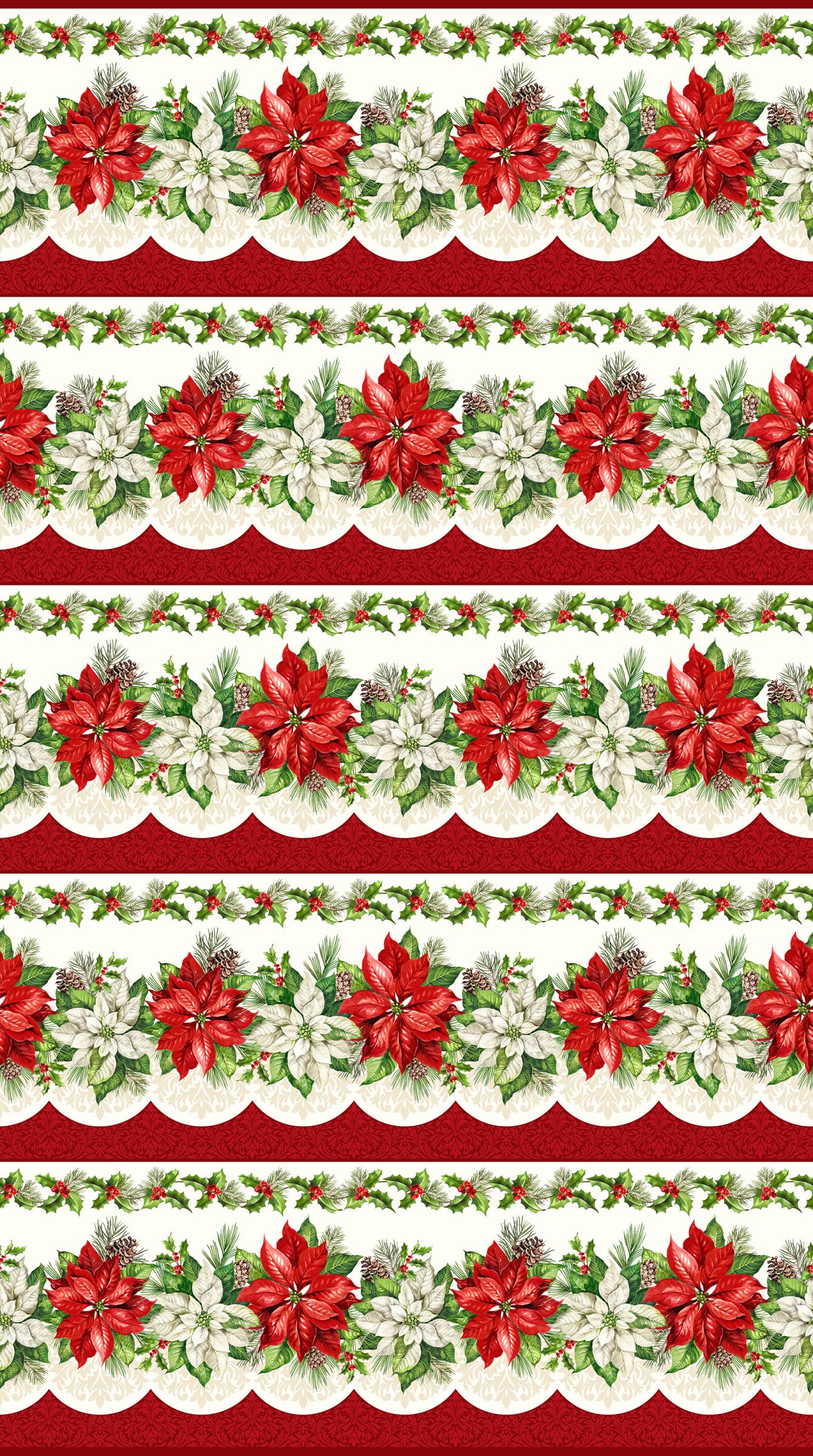 Holiday Joy C28068-11 Cream Multi Border Stripe