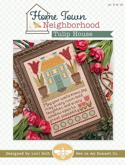 Home Town Neighborhood Tulip House Cross Stitch Pattern