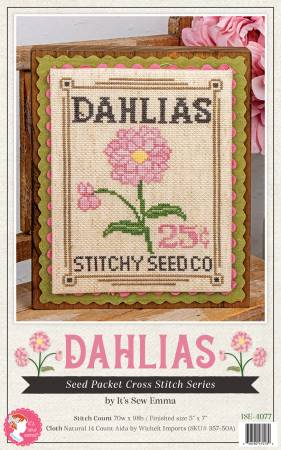 Dahlias Seed Packet Cross Stitch Pattern