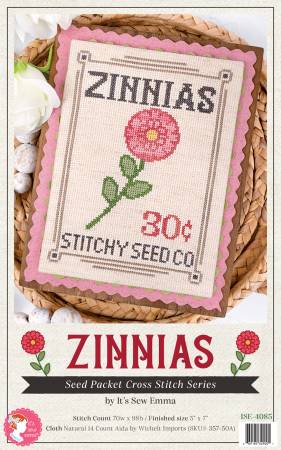 Zinnias Seed Packet Cross Stitch Pattern