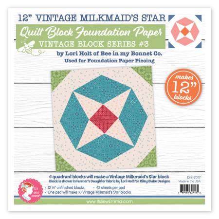 Vintage Milkmaid Star Quilt 12in Foundation