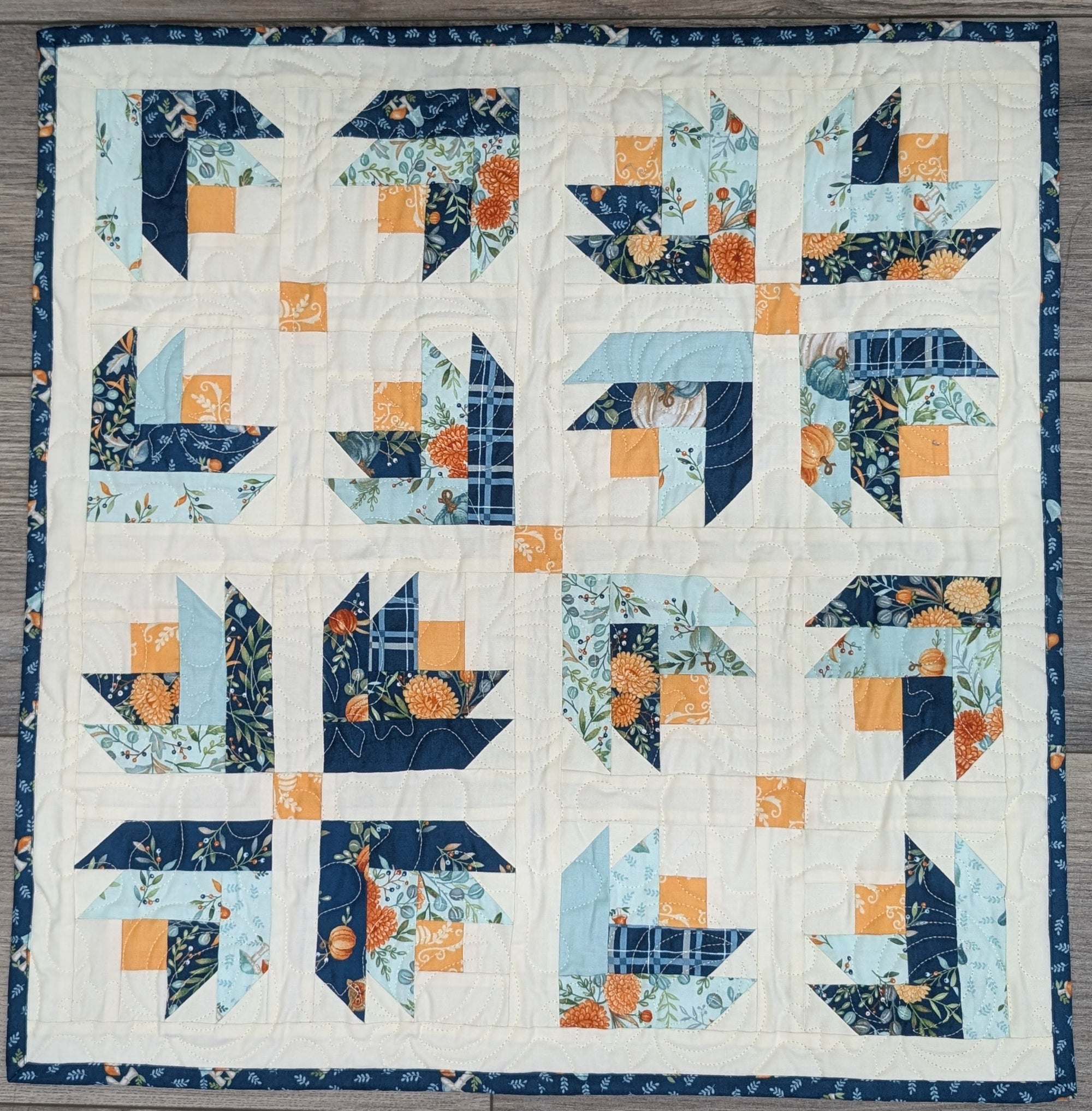 I Love Fall Pieced Flower Table Topper Finished Item Size: 20" x 20"