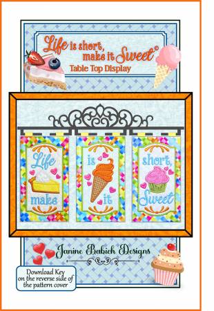 Life is Short, Make it Sweet Table Top Display Machine Embroidery