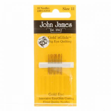 John James Gold 'N Glide Big Eye Between / Quilting Needles Size 11 10ct