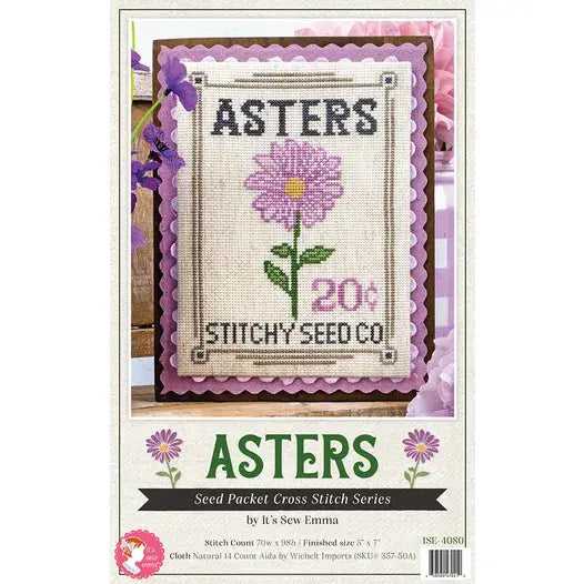 Seed Packet - Asters Cross Stitch Pattern