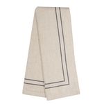 Stripe Border Char Cotton/Linen Tea Towel