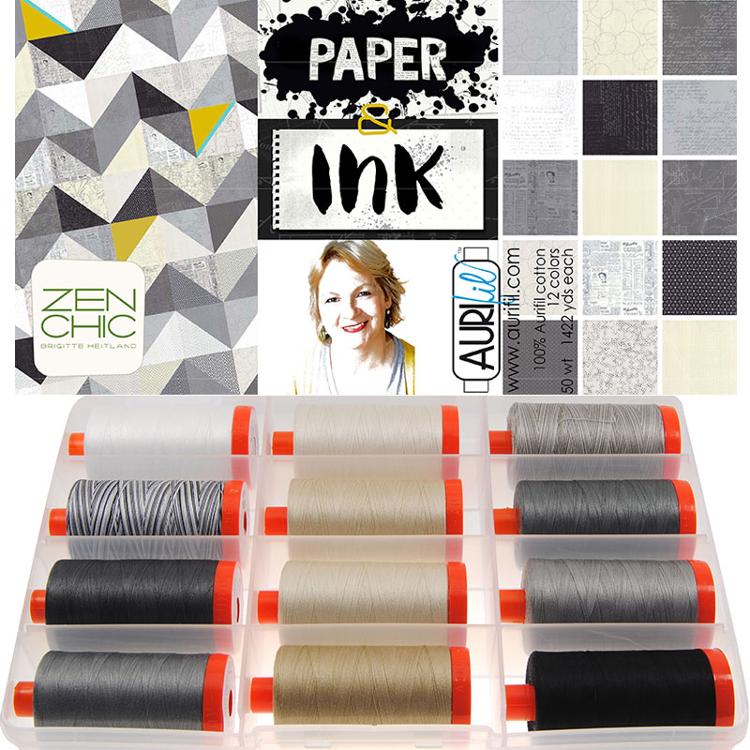 Aurifil Thread Collection Paper Ink 12 spool 50wt