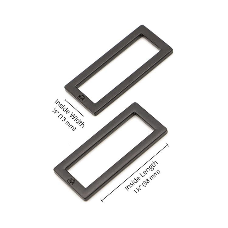 (2) Rectangle Ring 1 1/2"Black By Annie