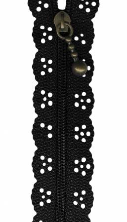 8" Lace Zipper Black