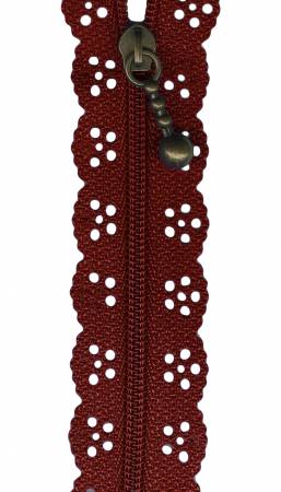 12" Lace Zipper Burgundy