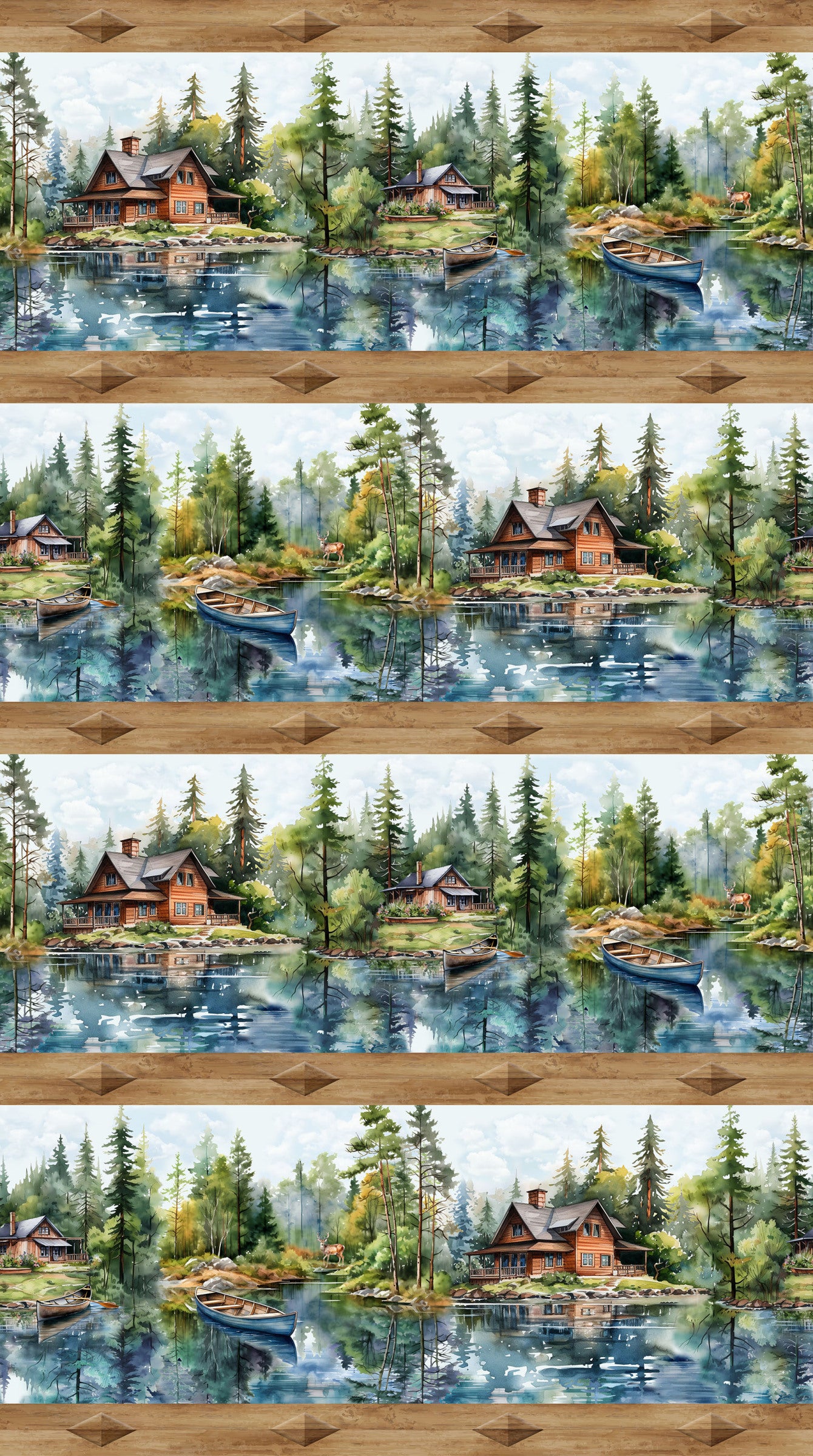 Lakeside Retreat DP28481-36 Border Stripe Brown Multi