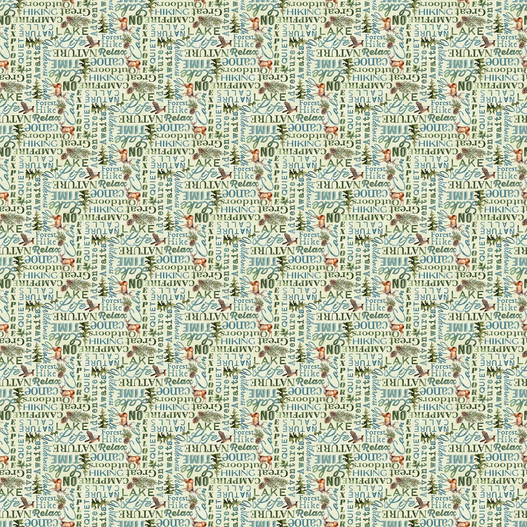 Lakeside Retreat DP28487-71 Words Light Green Multi