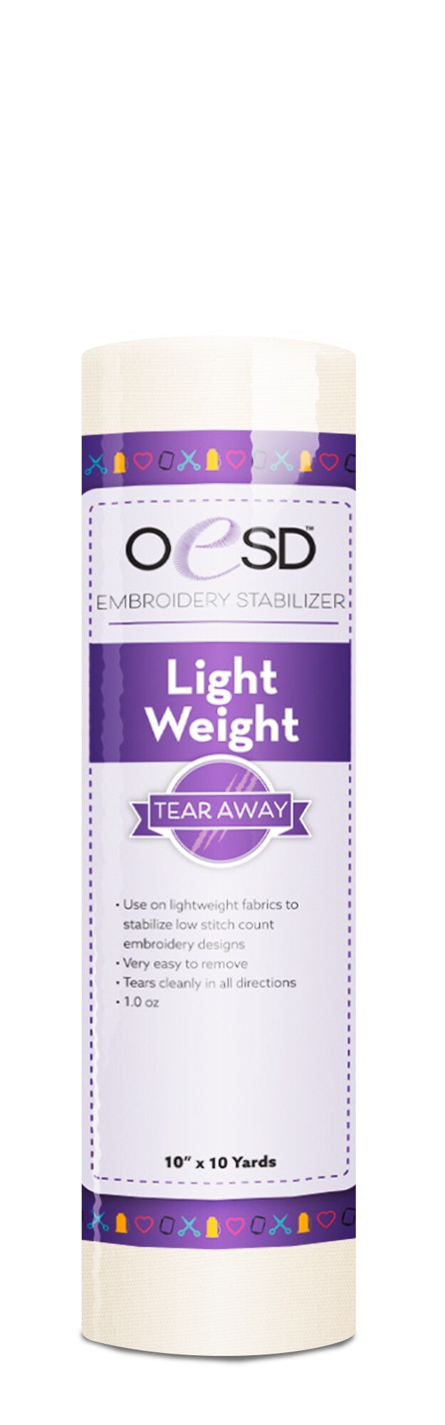 Light Weight Tear Away - White  - 10" x 10 yds