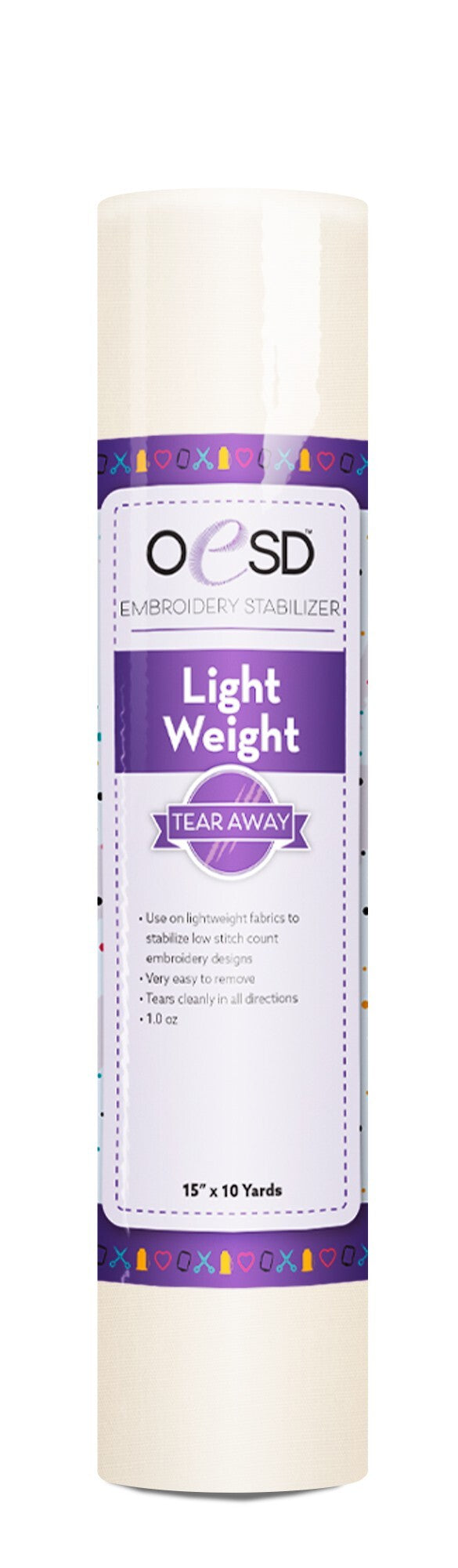 Light Weight Tear Away - White  - 15" x 10 yds
