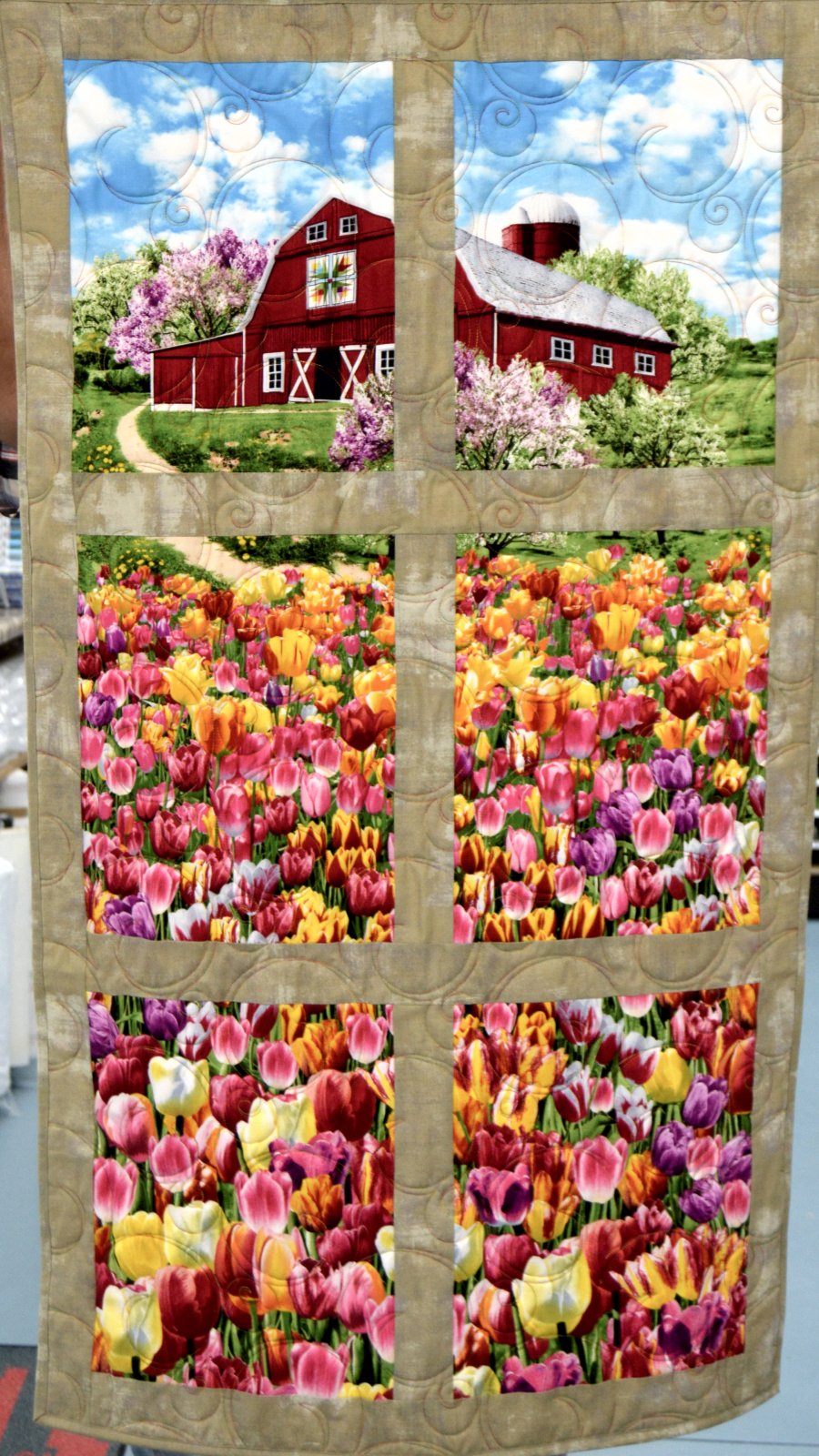 27" x 47" Barn with Tulips