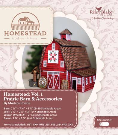 Modern Prairie Homestead #1 - Barn - Machine Embroidery