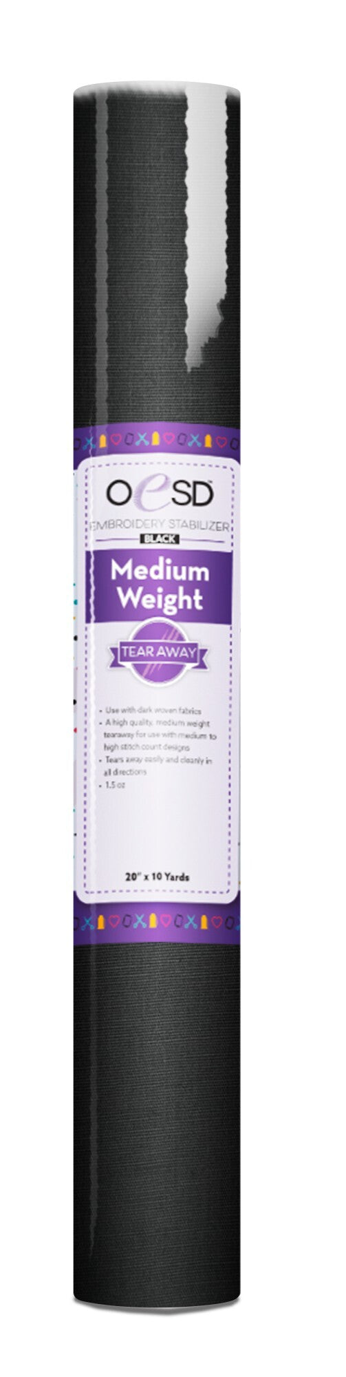 Medium Weight Tear Away- Black - 20" x 10 yds