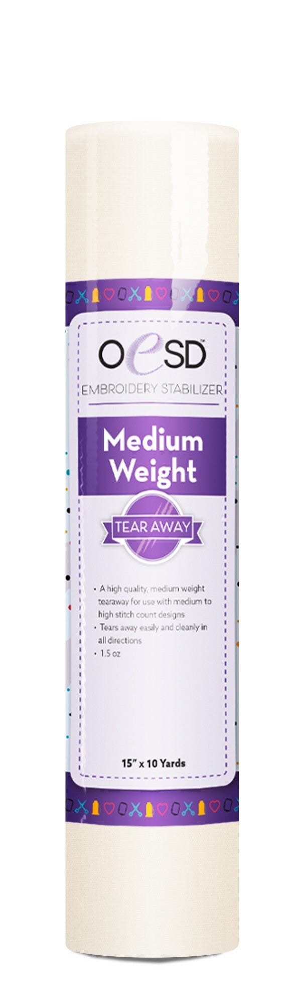 Medium Weight Tear Away - White - 15" x 10 yds