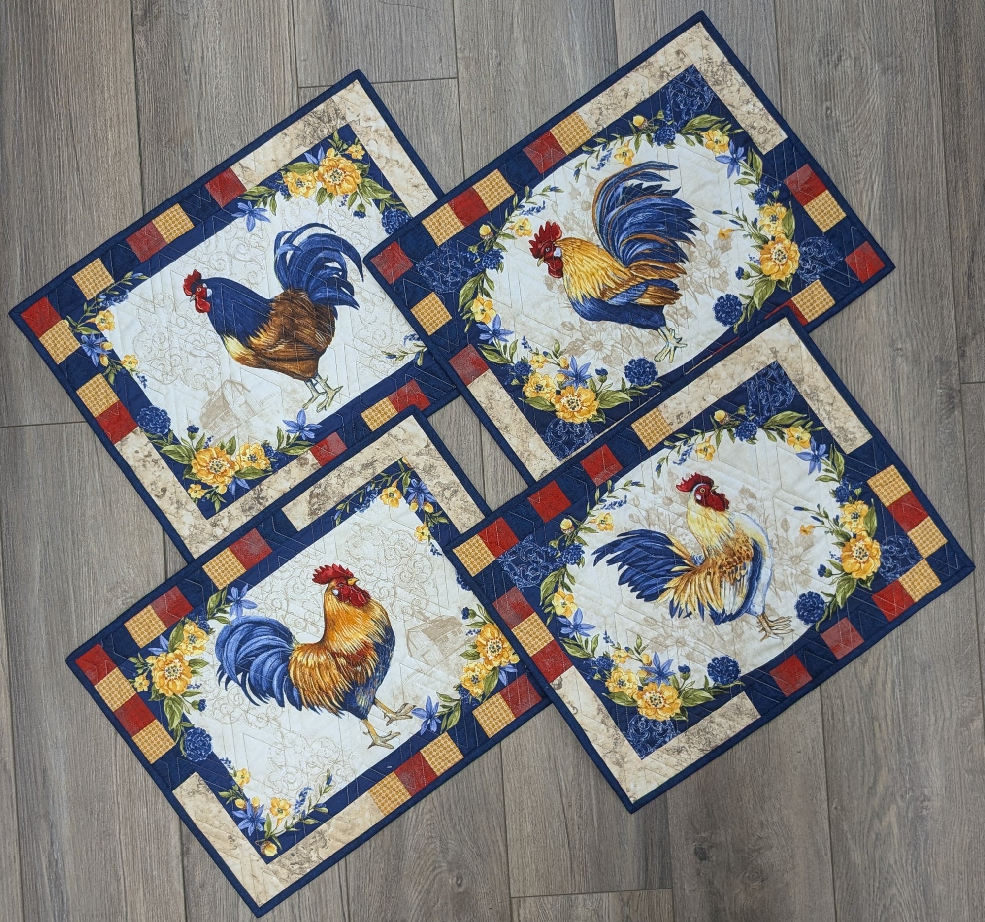 Morning Serenade Rooster Placemat Kit Makes (4) 16" x 21"