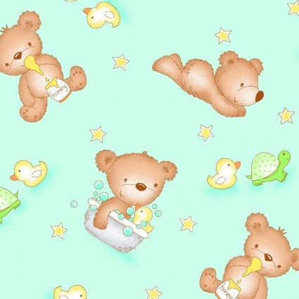 Bear on Teal Flannel 1004-60
