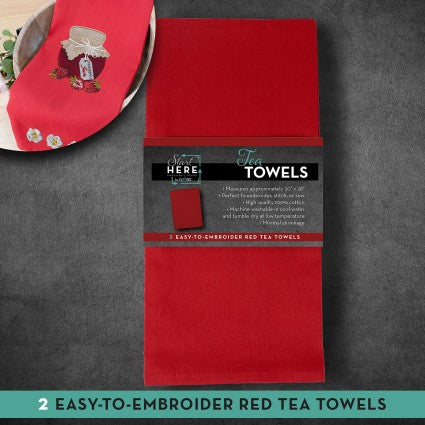 Set of (2) Red Tea Towel