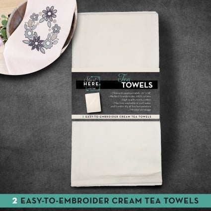 Set of (2) Cream Tea Towel