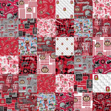 60" Wide Ohio State Collegiate Cheater Quilt