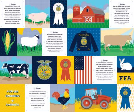 FFA Forever Blue 2 FFA Patchwork Panel 36in x 43in P15856R-PANEL