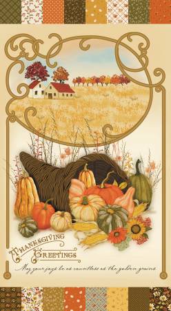 Bountiful P17869-PANEL 23 1/2" x 43 1/2" Thanksgiving Greetings Panel