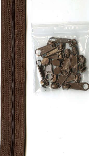 Zippers by the Yard Seal Brown